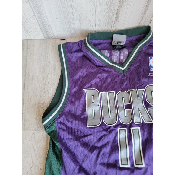 Bucks youth medium Ford 11 basketball jersey purple green clothing - Picture 5 of 8